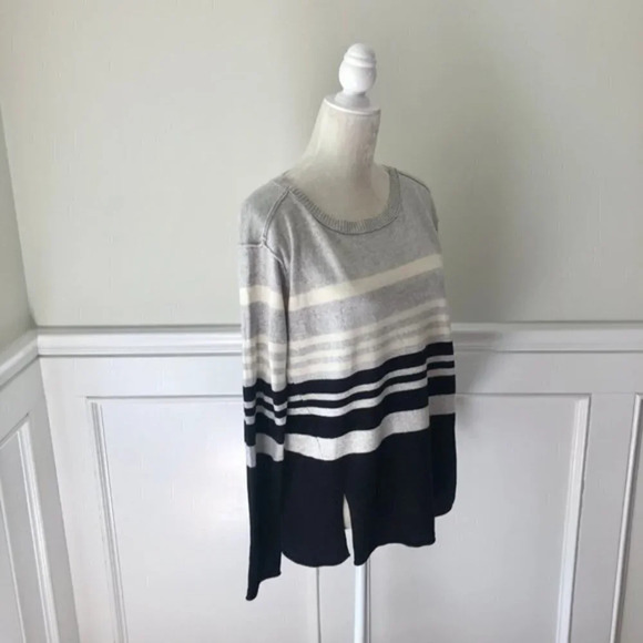 Michael Stars Black Gray Striped Sweater Wool S - Picture 3 of 6